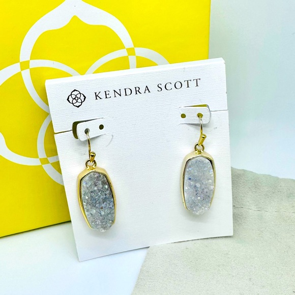 Kendra Scott Danay Drop Earrings Drusy & Gold - Picture 1 of 7
